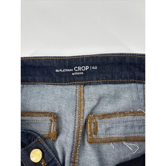 Chicos Crop capri Jeans Women sz 0.5 Dark Wash wide leg stretch slimming - Picture 3 of 5